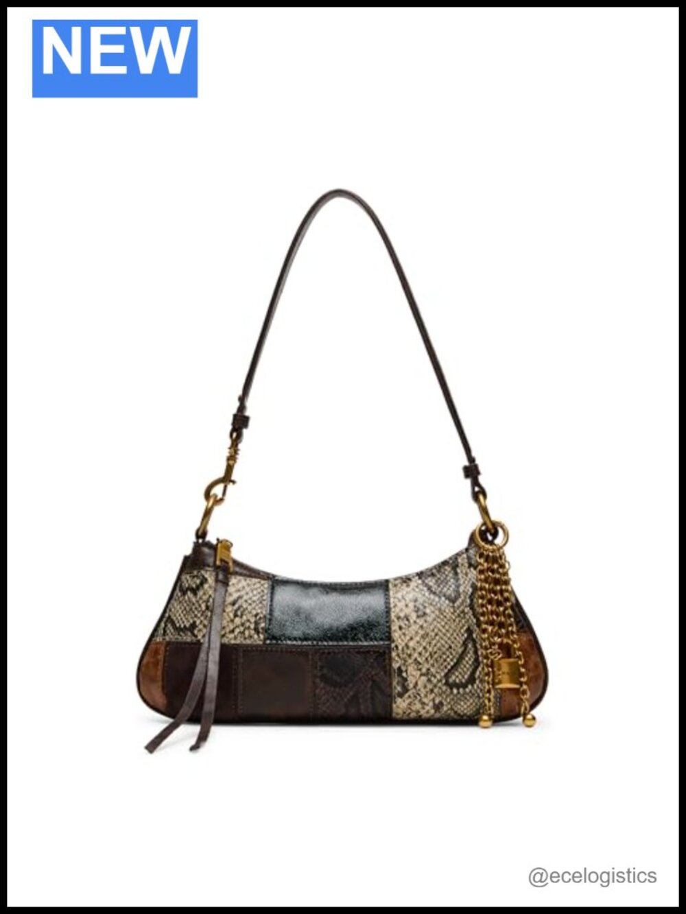 Faux Leather Patchwork Satchel Shoulder Bag with Zipper Pockets